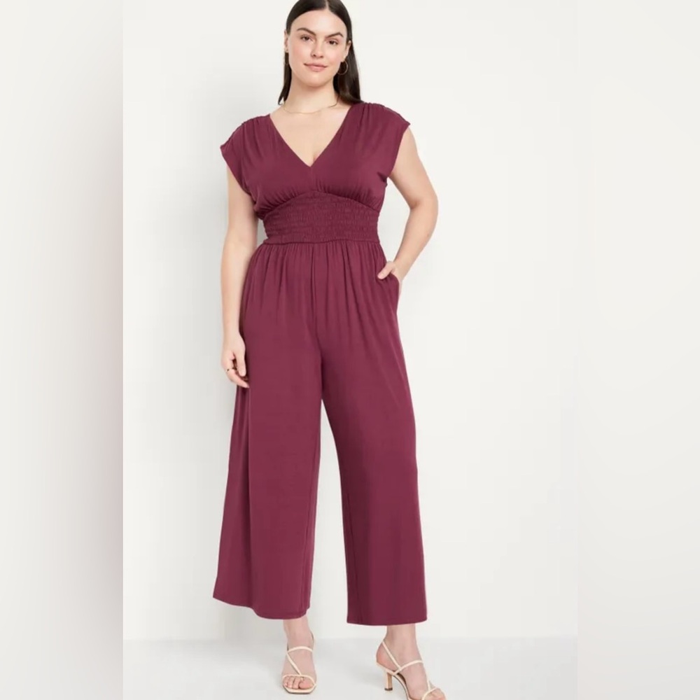 NWT Old Navy Waisted-Defined Shirred Jumpsuit